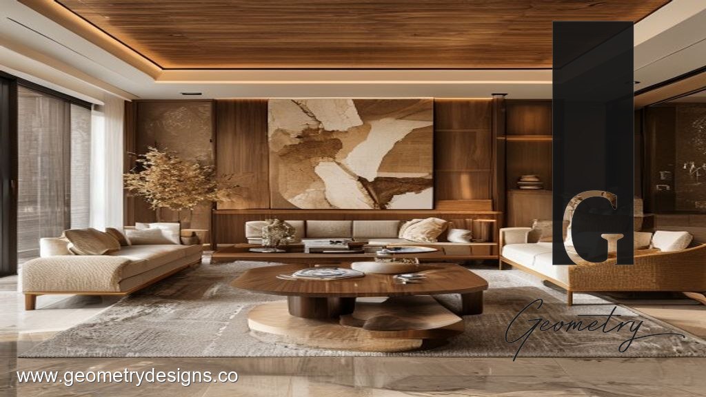A designer and client reviewing a bespoke custom furniture plan in a modern Indian living room context.