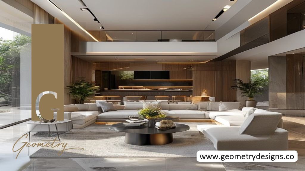 A modern Indian living room showing a statement seating piece with clear circulation paths and balanced furniture zoning.