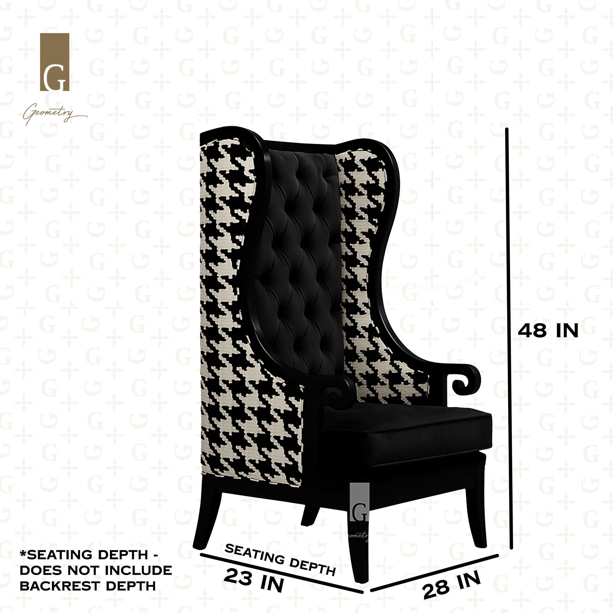 Houndstooth Wing Chair aka Checkmate