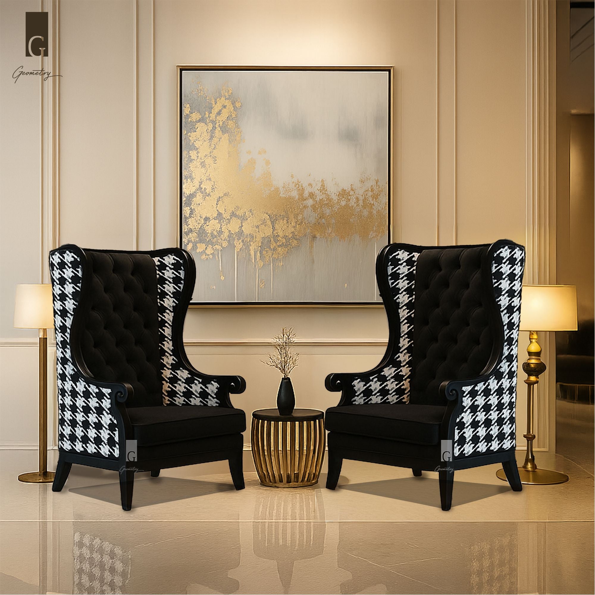 Houndstooth Wing Chair aka Checkmate