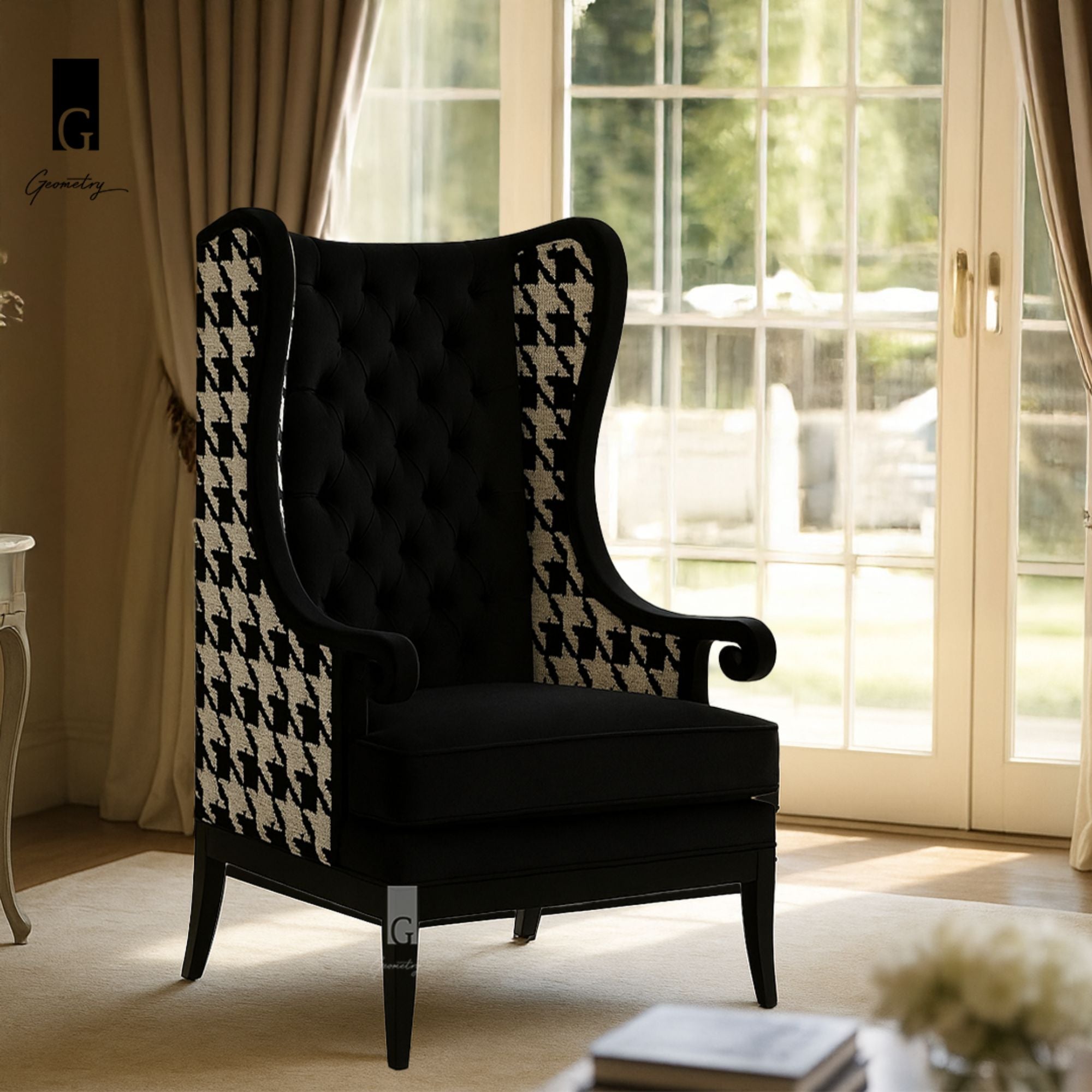 Houndstooth Wing Chair aka Checkmate