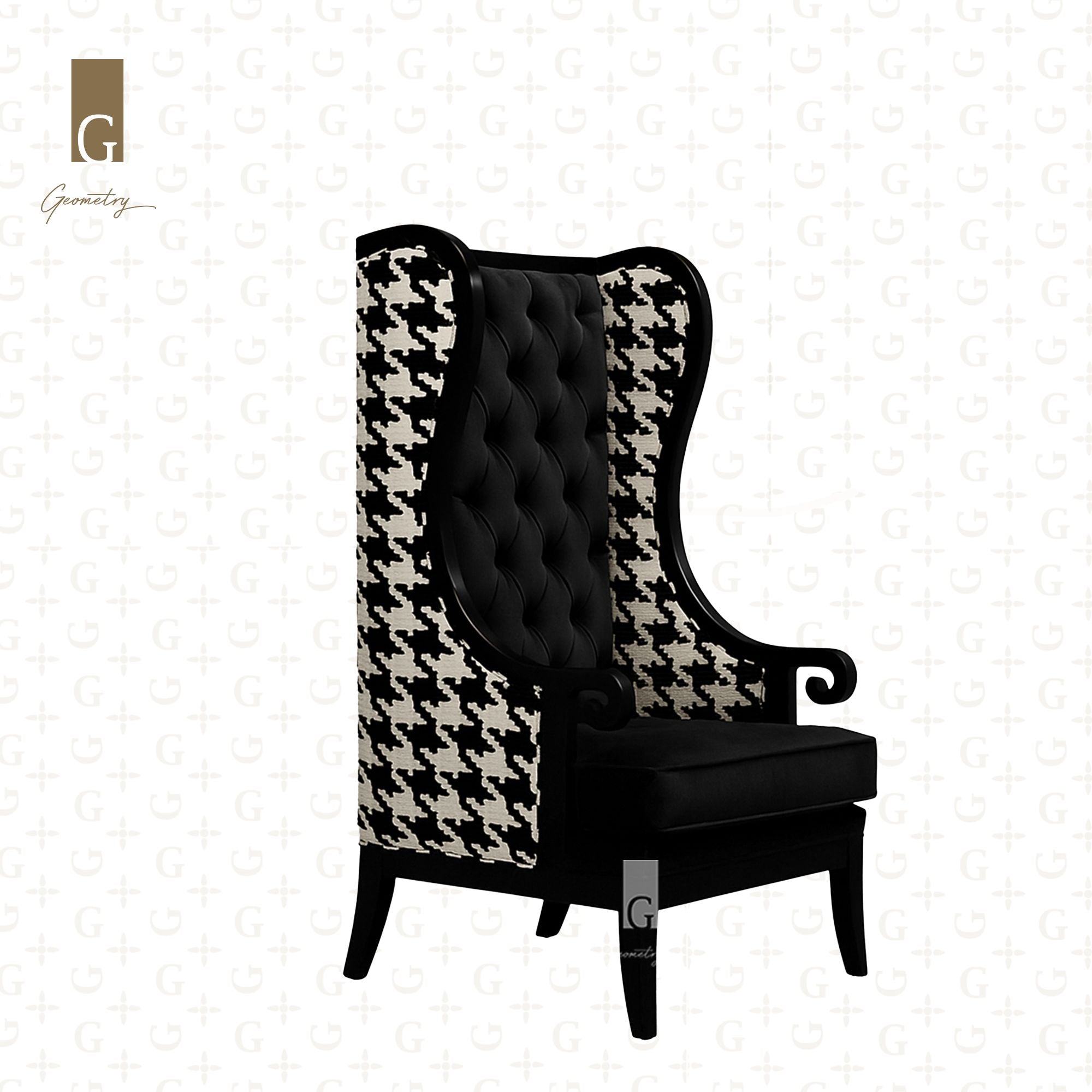Houndstooth Wing Chair aka Checkmate