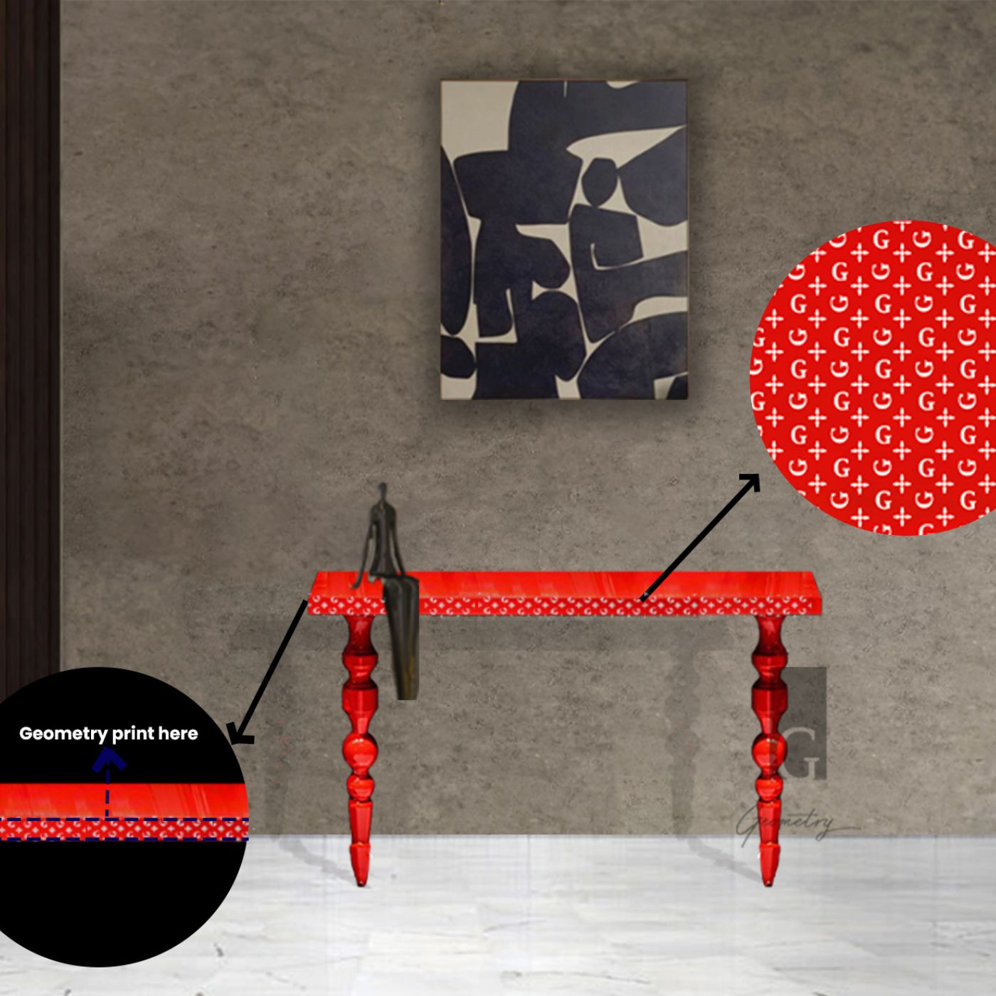 Scarlet swirl console